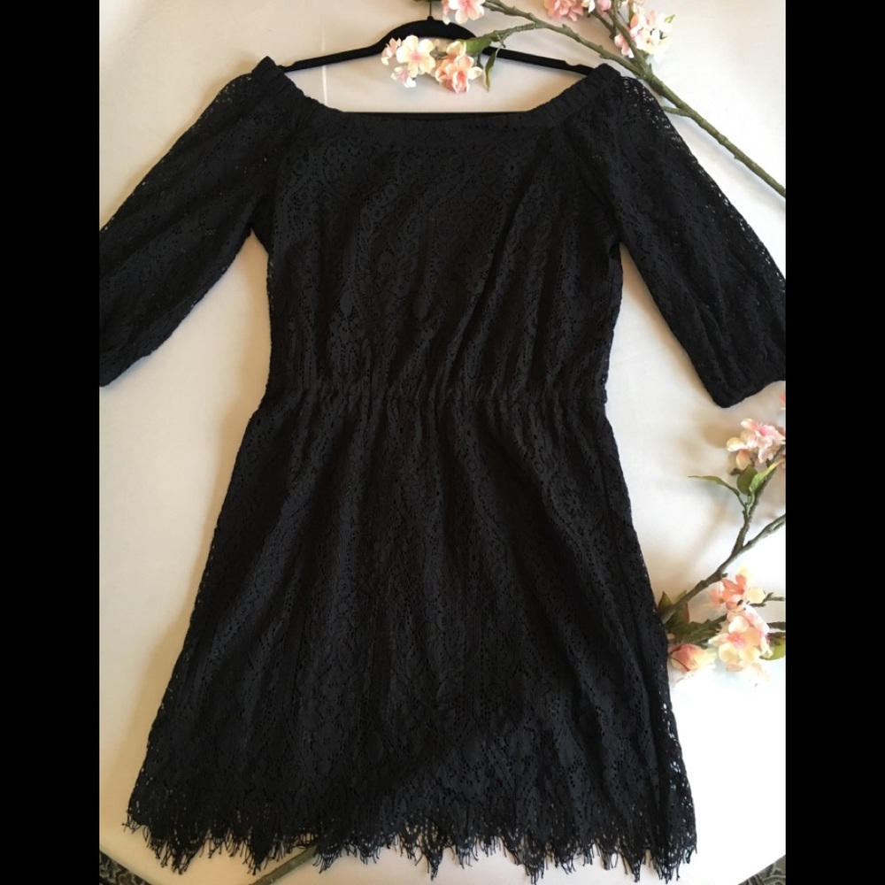 White House and Black Market black boho lace dress